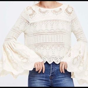 Free People Bell Sleeve Lace Top